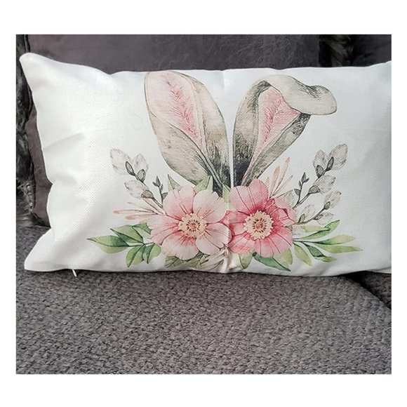 Easter Throw Pillow Covers Bunny Decorative Accent Cases Cottage Spring Decor - Picture 5 of 10